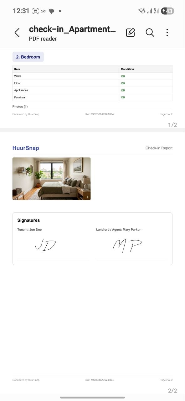 RentSpec PDF rapport pagina 2: foto's met opmerkingen per kamer