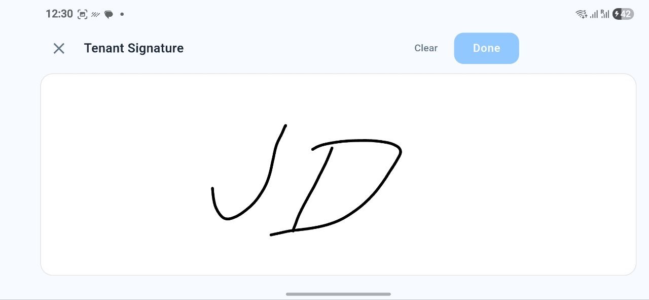 RentSpec voltooide digitale handtekening op inspectie rapport